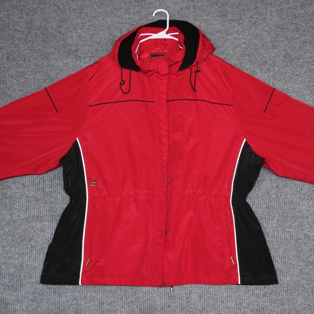 Outbrook Woman Red Black Hooded Jacket Coat Size 3X Waterproof Removable‎ Hoodie